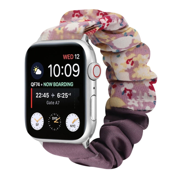Butterfly Pattern Hair Ring Cloth Watch Strap, For Apple Watch Ultra 49mm / Series 8&7 45mm / SE 2&6&SE&5&4 44mm / 3&2&1 42mm, For Apple Watch Series 8&7 41mm / SE 2&6&SE&5&4 40mm / 3&2&1 38mm������������������������������������������������������������...