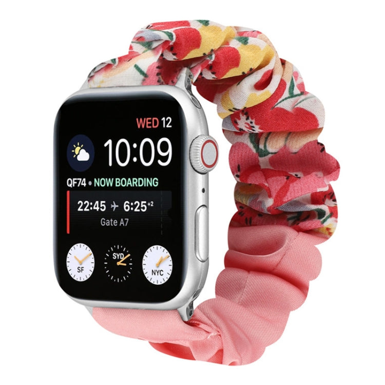 Butterfly Pattern Hair Ring Cloth Watch Strap, For Apple Watch Ultra 49mm / Series 8&7 45mm / SE 2&6&SE&5&4 44mm / 3&2&1 42mm, For Apple Watch Series 8&7 41mm / SE 2&6&SE&5&4 40mm / 3&2&1 38mm������������������������������������������������������������...
