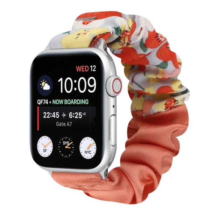 Butterfly Pattern Hair Ring Cloth Watch Strap, For Apple Watch Ultra 49mm / Series 8&7 45mm / SE 2&6&SE&5&4 44mm / 3&2&1 42mm, For Apple Watch Series 8&7 41mm / SE 2&6&SE&5&4 40mm / 3&2&1 38mm������������������������������������������������������������...