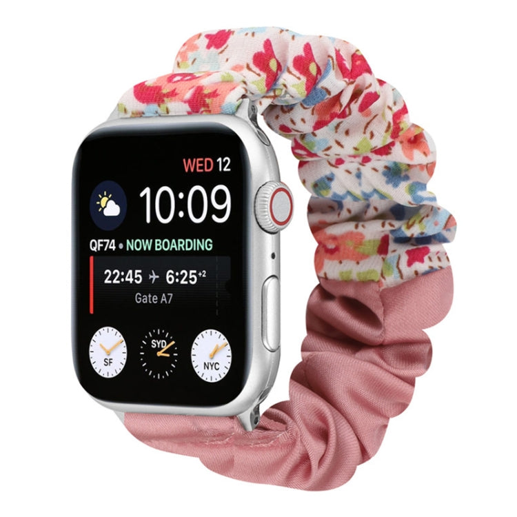 Butterfly Pattern Hair Ring Cloth Watch Strap, For Apple Watch Ultra 49mm / Series 8&7 45mm / SE 2&6&SE&5&4 44mm / 3&2&1 42mm, For Apple Watch Series 8&7 41mm / SE 2&6&SE&5&4 40mm / 3&2&1 38mm������������������������������������������������������������...