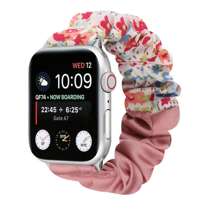 Butterfly Pattern Hair Ring Cloth Watch Strap, For Apple Watch Ultra 49mm / Series 8&7 45mm / SE 2&6&SE&5&4 44mm / 3&2&1 42mm, For Apple Watch Series 8&7 41mm / SE 2&6&SE&5&4 40mm / 3&2&1 38mm������������������������������������������������������������...
