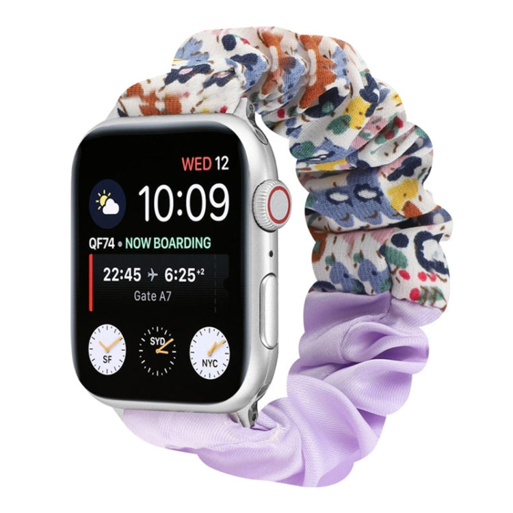 Butterfly Pattern Hair Ring Cloth Watch Strap, For Apple Watch Ultra 49mm / Series 8&7 45mm / SE 2&6&SE&5&4 44mm / 3&2&1 42mm, For Apple Watch Series 8&7 41mm / SE 2&6&SE&5&4 40mm / 3&2&1 38mm������������������������������������������������������������...