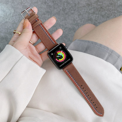 Three Lines Canvas Replacement Strap Watchband, For Apple Watch Series 7  41mm / & 6 & SE & 5 & 4 40mm, For Apple Watch Series  7  45mm / & 6 & SE & 5 & 4 44mm