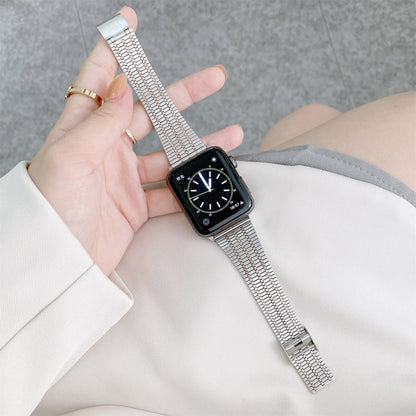 Color Matching Seven Beads Steel Replacement Strap Watchband, For Apple Watch Series 7  41mm / & 6 & SE & 5 & 4 40mm, For Apple Watch Series  7  45mm / & 6 & SE & 5 & 4 44mm