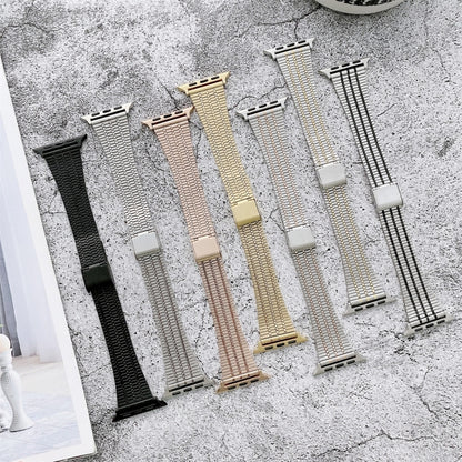 Color Matching Seven Beads Steel Replacement Strap Watchband, For Apple Watch Series 7  41mm / & 6 & SE & 5 & 4 40mm, For Apple Watch Series  7  45mm / & 6 & SE & 5 & 4 44mm
