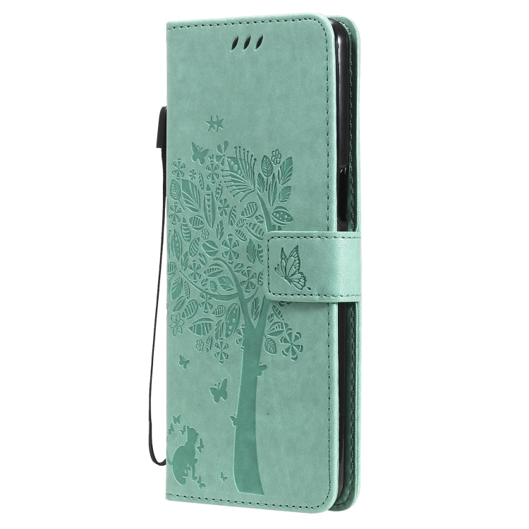 Tree & Cat Pattern Pressed Printing Horizontal Flip PU Leather Case with Holder & Card Slots & Wallet & Lanyard, For LG Stylo 7 5G / 4G, For OPPO F19 / A74 4G, For OPPO A93 5G / A74 5G, For OPPO A94 4G / F19 Pro / Reno 5F                               ...