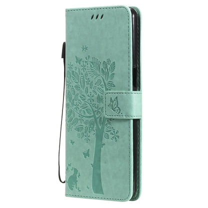 Tree & Cat Pattern Pressed Printing Horizontal Flip PU Leather Case with Holder & Card Slots & Wallet & Lanyard, For LG Stylo 7 5G / 4G, For OPPO F19 / A74 4G, For OPPO A93 5G / A74 5G, For OPPO A94 4G / F19 Pro / Reno 5F                               ...