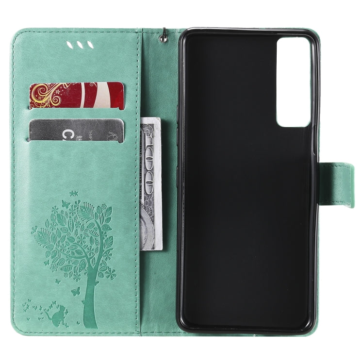 Tree & Cat Pattern Pressed Printing Horizontal Flip PU Leather Case with Holder & Card Slots & Wallet & Lanyard, For LG Stylo 7 5G / 4G, For OPPO F19 / A74 4G, For OPPO A93 5G / A74 5G, For OPPO A94 4G / F19 Pro / Reno 5F                               ...