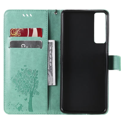 Tree & Cat Pattern Pressed Printing Horizontal Flip PU Leather Case with Holder & Card Slots & Wallet & Lanyard, For LG Stylo 7 5G / 4G, For OPPO F19 / A74 4G, For OPPO A93 5G / A74 5G, For OPPO A94 4G / F19 Pro / Reno 5F                               ...