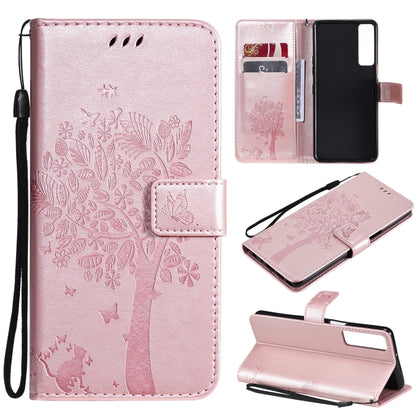 Tree & Cat Pattern Pressed Printing Horizontal Flip PU Leather Case with Holder & Card Slots & Wallet & Lanyard, For LG Stylo 7 5G / 4G, For OPPO F19 / A74 4G, For OPPO A93 5G / A74 5G, For OPPO A94 4G / F19 Pro / Reno 5F                               ...