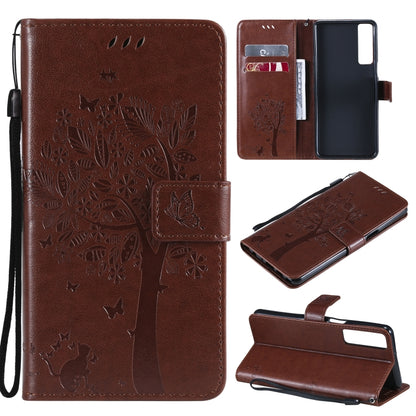 Tree & Cat Pattern Pressed Printing Horizontal Flip PU Leather Case with Holder & Card Slots & Wallet & Lanyard, For LG Stylo 7 5G / 4G, For OPPO F19 / A74 4G, For OPPO A93 5G / A74 5G, For OPPO A94 4G / F19 Pro / Reno 5F                               ...