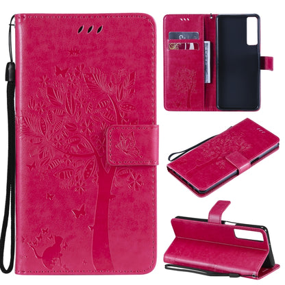 Tree & Cat Pattern Pressed Printing Horizontal Flip PU Leather Case with Holder & Card Slots & Wallet & Lanyard, For LG Stylo 7 5G / 4G, For OPPO F19 / A74 4G, For OPPO A93 5G / A74 5G, For OPPO A94 4G / F19 Pro / Reno 5F                               ...