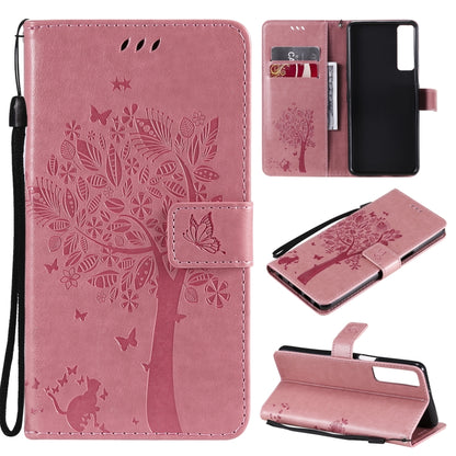 Tree & Cat Pattern Pressed Printing Horizontal Flip PU Leather Case with Holder & Card Slots & Wallet & Lanyard, For LG Stylo 7 5G / 4G, For OPPO F19 / A74 4G, For OPPO A93 5G / A74 5G, For OPPO A94 4G / F19 Pro / Reno 5F                               ...