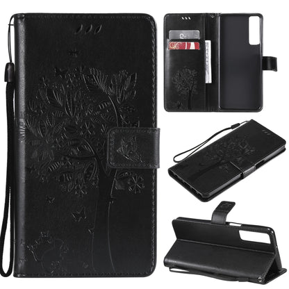 Tree & Cat Pattern Pressed Printing Horizontal Flip PU Leather Case with Holder & Card Slots & Wallet & Lanyard, For LG Stylo 7 5G / 4G, For OPPO F19 / A74 4G, For OPPO A93 5G / A74 5G, For OPPO A94 4G / F19 Pro / Reno 5F                               ...