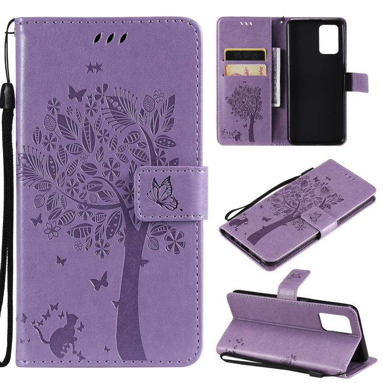 Tree & Cat Pattern Pressed Printing Horizontal Flip PU Leather Case with Holder & Card Slots & Wallet & Lanyard, For LG Stylo 7 5G / 4G, For OPPO F19 / A74 4G, For OPPO A93 5G / A74 5G, For OPPO A94 4G / F19 Pro / Reno 5F                               ...