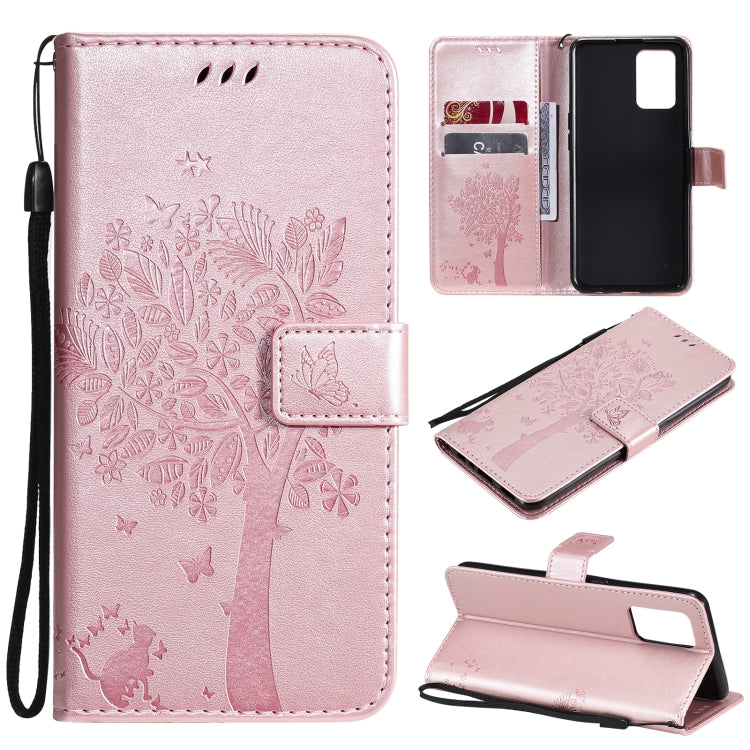 Tree & Cat Pattern Pressed Printing Horizontal Flip PU Leather Case with Holder & Card Slots & Wallet & Lanyard, For LG Stylo 7 5G / 4G, For OPPO F19 / A74 4G, For OPPO A93 5G / A74 5G, For OPPO A94 4G / F19 Pro / Reno 5F                               ...