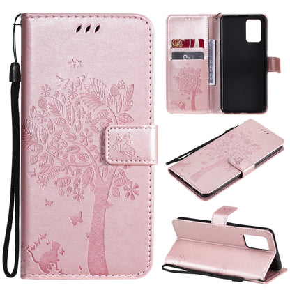 Tree & Cat Pattern Pressed Printing Horizontal Flip PU Leather Case with Holder & Card Slots & Wallet & Lanyard, For LG Stylo 7 5G / 4G, For OPPO F19 / A74 4G, For OPPO A93 5G / A74 5G, For OPPO A94 4G / F19 Pro / Reno 5F                               ...