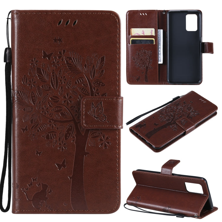 Tree & Cat Pattern Pressed Printing Horizontal Flip PU Leather Case with Holder & Card Slots & Wallet & Lanyard, For LG Stylo 7 5G / 4G, For OPPO F19 / A74 4G, For OPPO A93 5G / A74 5G, For OPPO A94 4G / F19 Pro / Reno 5F                               ...