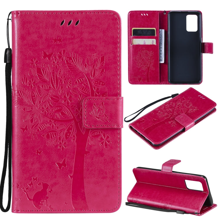 Tree & Cat Pattern Pressed Printing Horizontal Flip PU Leather Case with Holder & Card Slots & Wallet & Lanyard, For LG Stylo 7 5G / 4G, For OPPO F19 / A74 4G, For OPPO A93 5G / A74 5G, For OPPO A94 4G / F19 Pro / Reno 5F                               ...