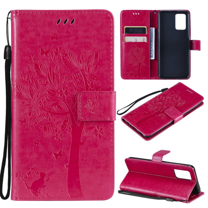 Tree & Cat Pattern Pressed Printing Horizontal Flip PU Leather Case with Holder & Card Slots & Wallet & Lanyard, For LG Stylo 7 5G / 4G, For OPPO F19 / A74 4G, For OPPO A93 5G / A74 5G, For OPPO A94 4G / F19 Pro / Reno 5F                               ...
