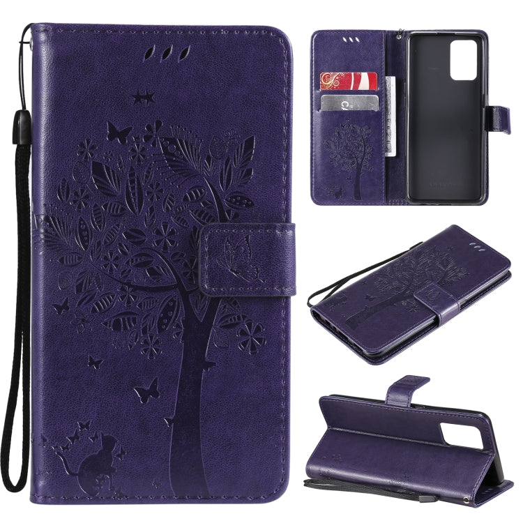 Tree & Cat Pattern Pressed Printing Horizontal Flip PU Leather Case with Holder & Card Slots & Wallet & Lanyard, For LG Stylo 7 5G / 4G, For OPPO F19 / A74 4G, For OPPO A93 5G / A74 5G, For OPPO A94 4G / F19 Pro / Reno 5F                               ...