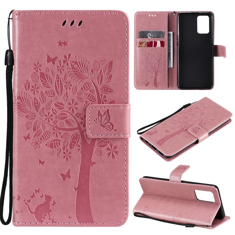 Tree & Cat Pattern Pressed Printing Horizontal Flip PU Leather Case with Holder & Card Slots & Wallet & Lanyard, For LG Stylo 7 5G / 4G, For OPPO F19 / A74 4G, For OPPO A93 5G / A74 5G, For OPPO A94 4G / F19 Pro / Reno 5F                               ...