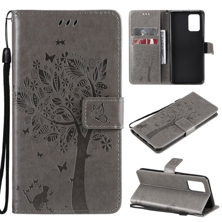 Tree & Cat Pattern Pressed Printing Horizontal Flip PU Leather Case with Holder & Card Slots & Wallet & Lanyard, For LG Stylo 7 5G / 4G, For OPPO F19 / A74 4G, For OPPO A93 5G / A74 5G, For OPPO A94 4G / F19 Pro / Reno 5F                               ...