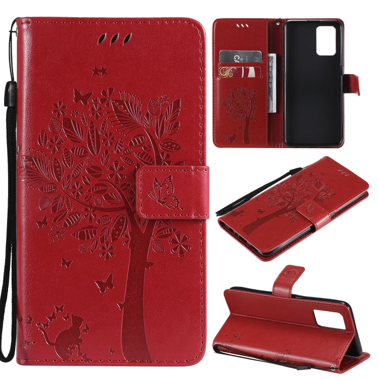 Tree & Cat Pattern Pressed Printing Horizontal Flip PU Leather Case with Holder & Card Slots & Wallet & Lanyard, For LG Stylo 7 5G / 4G, For OPPO F19 / A74 4G, For OPPO A93 5G / A74 5G, For OPPO A94 4G / F19 Pro / Reno 5F                               ...