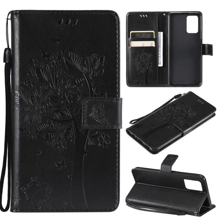 Tree & Cat Pattern Pressed Printing Horizontal Flip PU Leather Case with Holder & Card Slots & Wallet & Lanyard, For LG Stylo 7 5G / 4G, For OPPO F19 / A74 4G, For OPPO A93 5G / A74 5G, For OPPO A94 4G / F19 Pro / Reno 5F                               ...