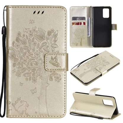 Tree & Cat Pattern Pressed Printing Horizontal Flip PU Leather Case with Holder & Card Slots & Wallet & Lanyard, For LG Stylo 7 5G / 4G, For OPPO F19 / A74 4G, For OPPO A93 5G / A74 5G, For OPPO A94 4G / F19 Pro / Reno 5F                               ...