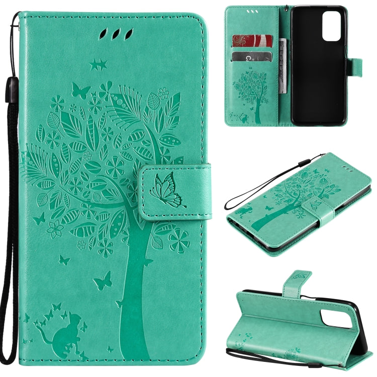 Tree & Cat Pattern Pressed Printing Horizontal Flip PU Leather Case with Holder & Card Slots & Wallet & Lanyard, For LG Stylo 7 5G / 4G, For OPPO F19 / A74 4G, For OPPO A93 5G / A74 5G, For OPPO A94 4G / F19 Pro / Reno 5F                               ...