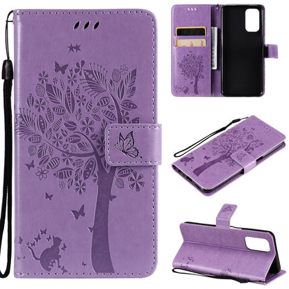 Tree & Cat Pattern Pressed Printing Horizontal Flip PU Leather Case with Holder & Card Slots & Wallet & Lanyard, For LG Stylo 7 5G / 4G, For OPPO F19 / A74 4G, For OPPO A93 5G / A74 5G, For OPPO A94 4G / F19 Pro / Reno 5F                               ...