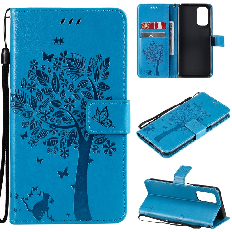 Tree & Cat Pattern Pressed Printing Horizontal Flip PU Leather Case with Holder & Card Slots & Wallet & Lanyard, For LG Stylo 7 5G / 4G, For OPPO F19 / A74 4G, For OPPO A93 5G / A74 5G, For OPPO A94 4G / F19 Pro / Reno 5F                               ...