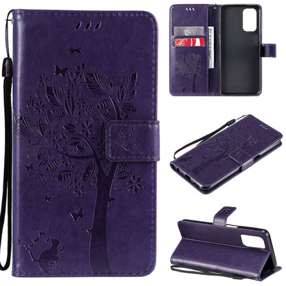 Tree & Cat Pattern Pressed Printing Horizontal Flip PU Leather Case with Holder & Card Slots & Wallet & Lanyard, For LG Stylo 7 5G / 4G, For OPPO F19 / A74 4G, For OPPO A93 5G / A74 5G, For OPPO A94 4G / F19 Pro / Reno 5F                               ...