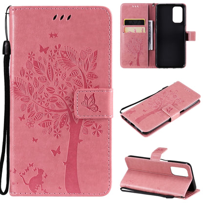 Tree & Cat Pattern Pressed Printing Horizontal Flip PU Leather Case with Holder & Card Slots & Wallet & Lanyard, For LG Stylo 7 5G / 4G, For OPPO F19 / A74 4G, For OPPO A93 5G / A74 5G, For OPPO A94 4G / F19 Pro / Reno 5F                               ...