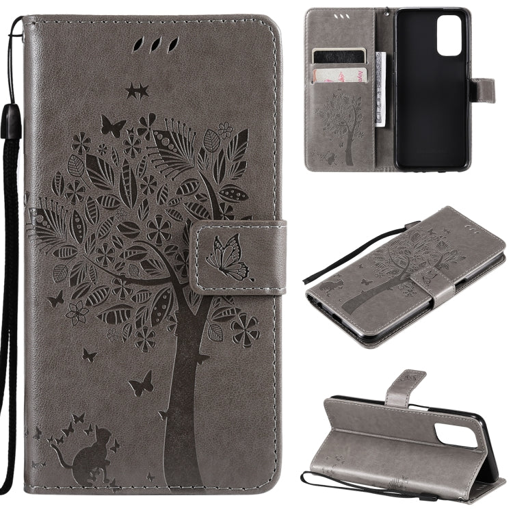 Tree & Cat Pattern Pressed Printing Horizontal Flip PU Leather Case with Holder & Card Slots & Wallet & Lanyard, For LG Stylo 7 5G / 4G, For OPPO F19 / A74 4G, For OPPO A93 5G / A74 5G, For OPPO A94 4G / F19 Pro / Reno 5F                               ...
