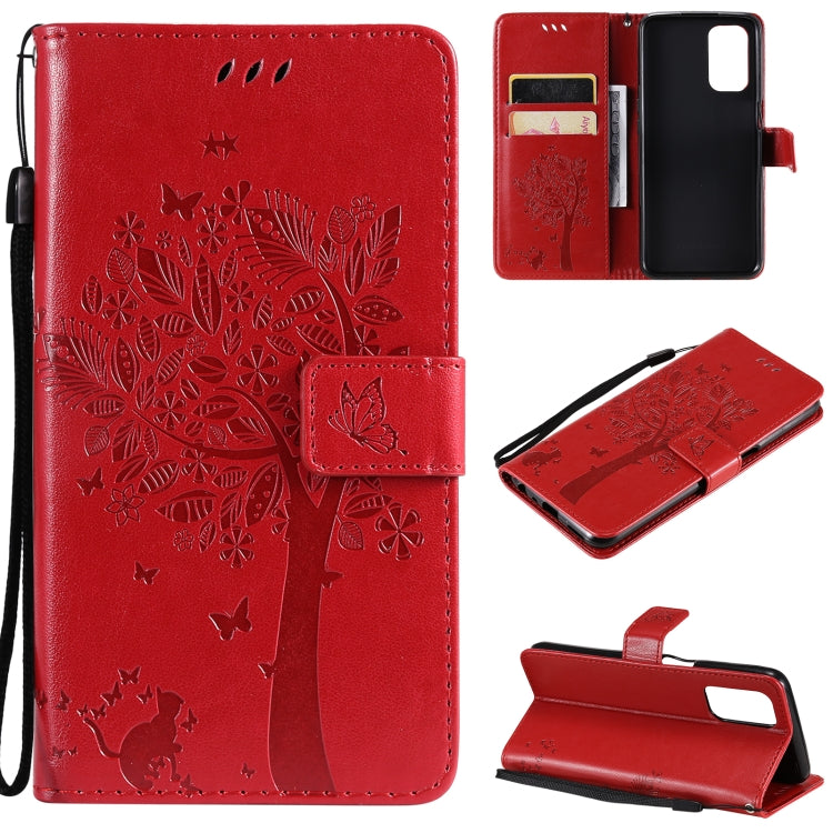Tree & Cat Pattern Pressed Printing Horizontal Flip PU Leather Case with Holder & Card Slots & Wallet & Lanyard, For LG Stylo 7 5G / 4G, For OPPO F19 / A74 4G, For OPPO A93 5G / A74 5G, For OPPO A94 4G / F19 Pro / Reno 5F                               ...