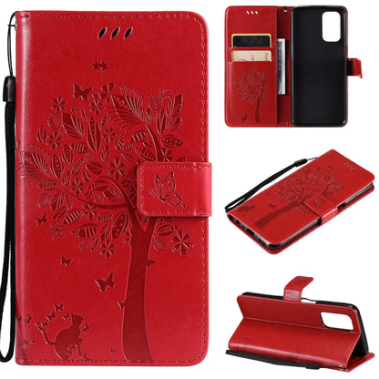 Tree & Cat Pattern Pressed Printing Horizontal Flip PU Leather Case with Holder & Card Slots & Wallet & Lanyard, For LG Stylo 7 5G / 4G, For OPPO F19 / A74 4G, For OPPO A93 5G / A74 5G, For OPPO A94 4G / F19 Pro / Reno 5F                               ...