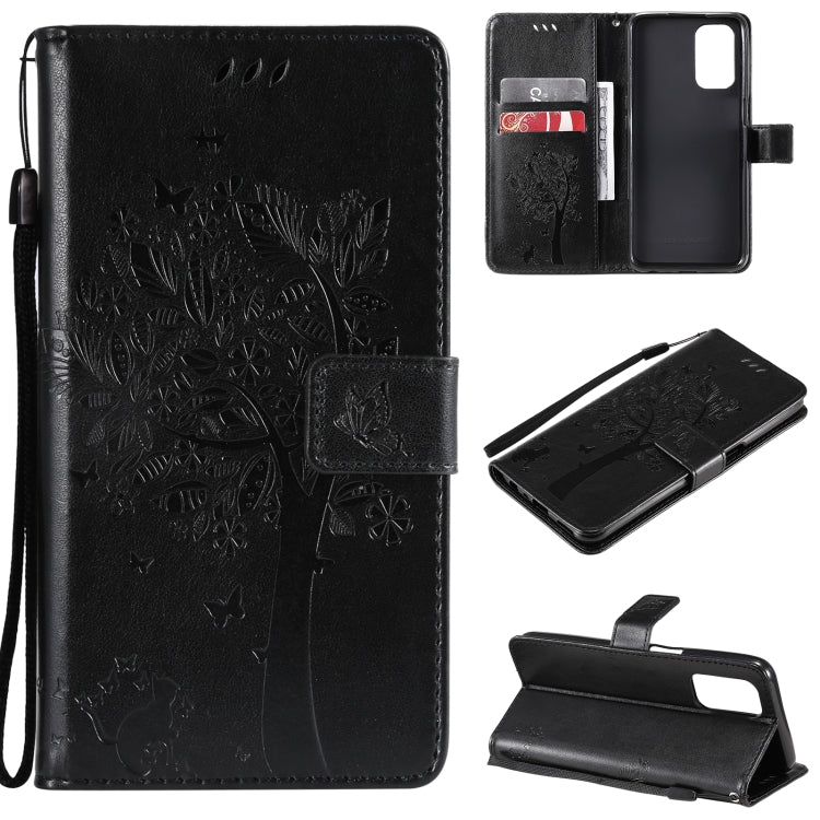 Tree & Cat Pattern Pressed Printing Horizontal Flip PU Leather Case with Holder & Card Slots & Wallet & Lanyard, For LG Stylo 7 5G / 4G, For OPPO F19 / A74 4G, For OPPO A93 5G / A74 5G, For OPPO A94 4G / F19 Pro / Reno 5F                               ...