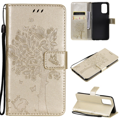 Tree & Cat Pattern Pressed Printing Horizontal Flip PU Leather Case with Holder & Card Slots & Wallet & Lanyard, For LG Stylo 7 5G / 4G, For OPPO F19 / A74 4G, For OPPO A93 5G / A74 5G, For OPPO A94 4G / F19 Pro / Reno 5F                               ...