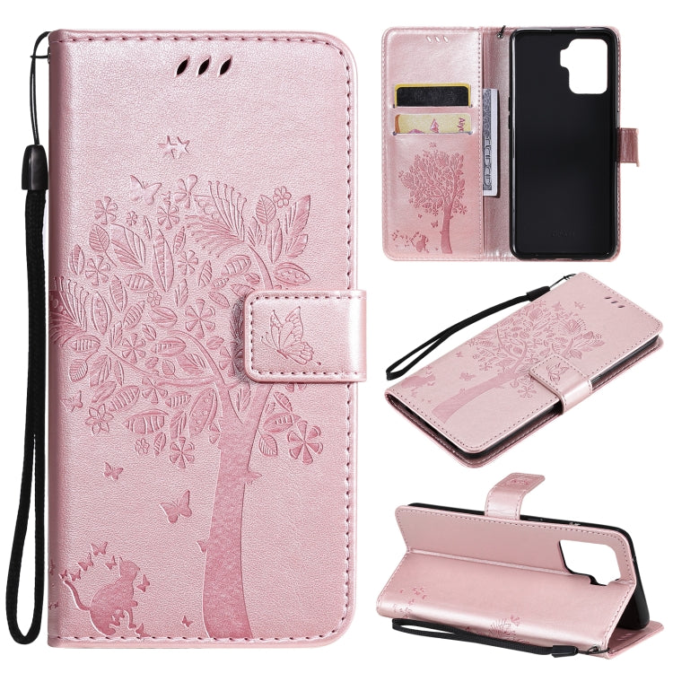 Tree & Cat Pattern Pressed Printing Horizontal Flip PU Leather Case with Holder & Card Slots & Wallet & Lanyard, For LG Stylo 7 5G / 4G, For OPPO F19 / A74 4G, For OPPO A93 5G / A74 5G, For OPPO A94 4G / F19 Pro / Reno 5F                               ...