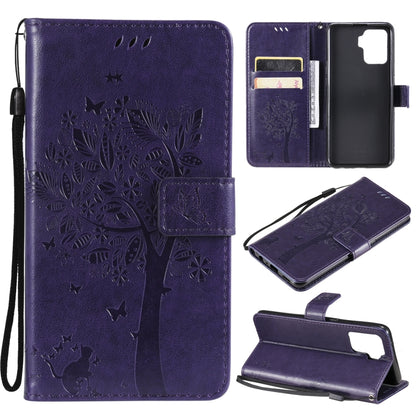 Tree & Cat Pattern Pressed Printing Horizontal Flip PU Leather Case with Holder & Card Slots & Wallet & Lanyard, For LG Stylo 7 5G / 4G, For OPPO F19 / A74 4G, For OPPO A93 5G / A74 5G, For OPPO A94 4G / F19 Pro / Reno 5F                               ...