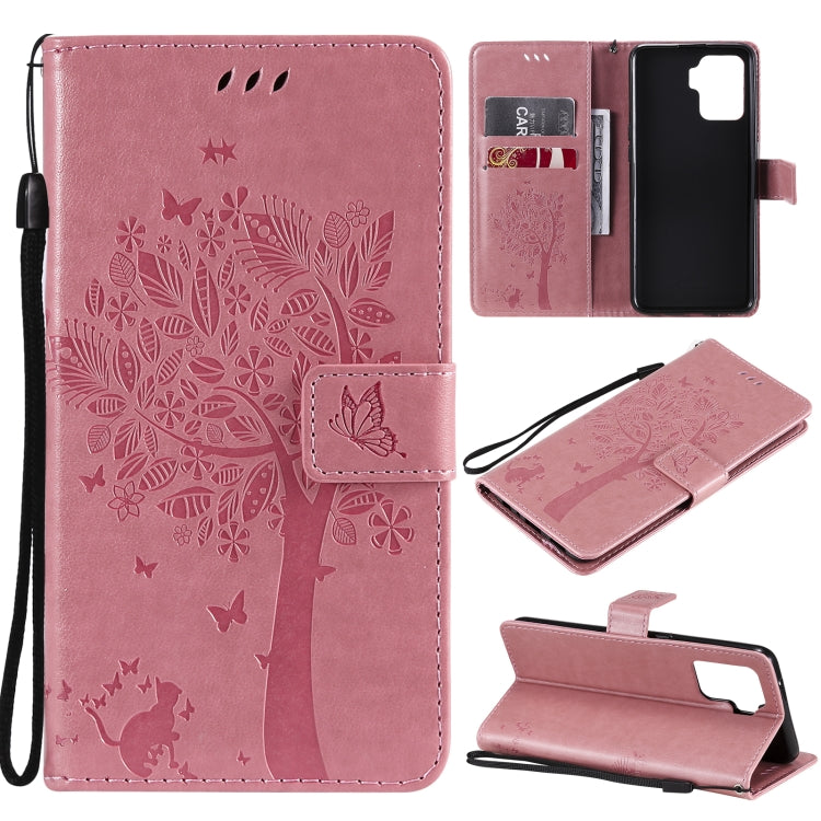 Tree & Cat Pattern Pressed Printing Horizontal Flip PU Leather Case with Holder & Card Slots & Wallet & Lanyard, For LG Stylo 7 5G / 4G, For OPPO F19 / A74 4G, For OPPO A93 5G / A74 5G, For OPPO A94 4G / F19 Pro / Reno 5F                               ...