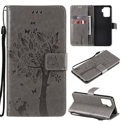 Tree & Cat Pattern Pressed Printing Horizontal Flip PU Leather Case with Holder & Card Slots & Wallet & Lanyard, For LG Stylo 7 5G / 4G, For OPPO F19 / A74 4G, For OPPO A93 5G / A74 5G, For OPPO A94 4G / F19 Pro / Reno 5F                               ...