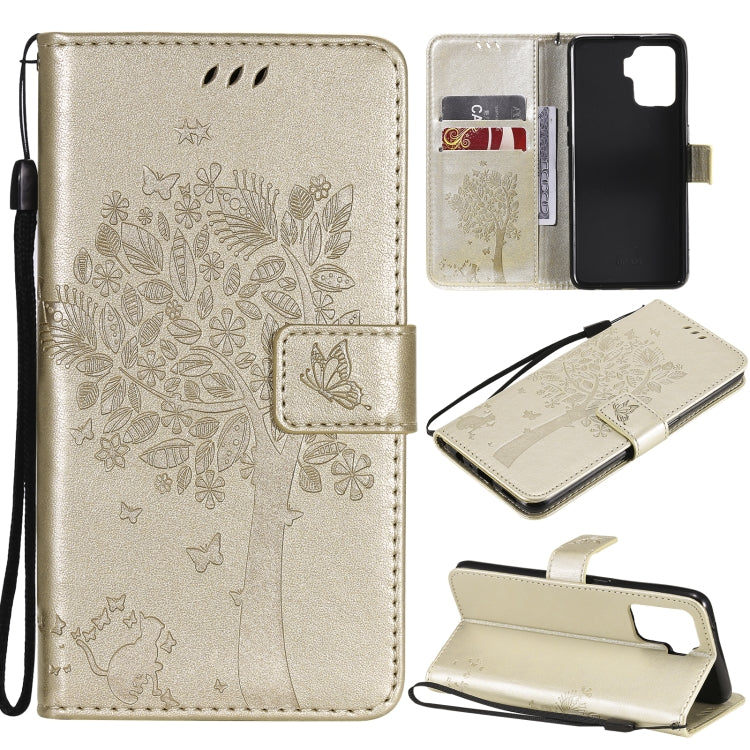 Tree & Cat Pattern Pressed Printing Horizontal Flip PU Leather Case with Holder & Card Slots & Wallet & Lanyard, For LG Stylo 7 5G / 4G, For OPPO F19 / A74 4G, For OPPO A93 5G / A74 5G, For OPPO A94 4G / F19 Pro / Reno 5F                               ...