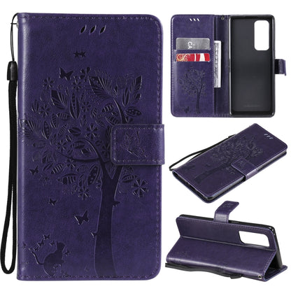 Tree & Cat Pattern Pressed Printing Horizontal Flip PU Leather Case with Holder & Card Slots & Wallet & Lanyard, For LG Stylo 7 5G / 4G, For OPPO F19 / A74 4G, For OPPO A93 5G / A74 5G, For OPPO A94 4G / F19 Pro / Reno 5F                               ...