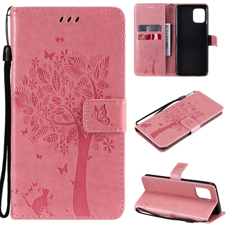 Tree & Cat Pattern Pressed Printing Horizontal Flip PU Leather Case with Holder & Card Slots & Wallet & Lanyard, For LG Stylo 7 5G / 4G, For OPPO F19 / A74 4G, For OPPO A93 5G / A74 5G, For OPPO A94 4G / F19 Pro / Reno 5F                               ...