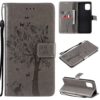 Tree & Cat Pattern Pressed Printing Horizontal Flip PU Leather Case with Holder & Card Slots & Wallet & Lanyard, For LG Stylo 7 5G / 4G, For OPPO F19 / A74 4G, For OPPO A93 5G / A74 5G, For OPPO A94 4G / F19 Pro / Reno 5F                               ...
