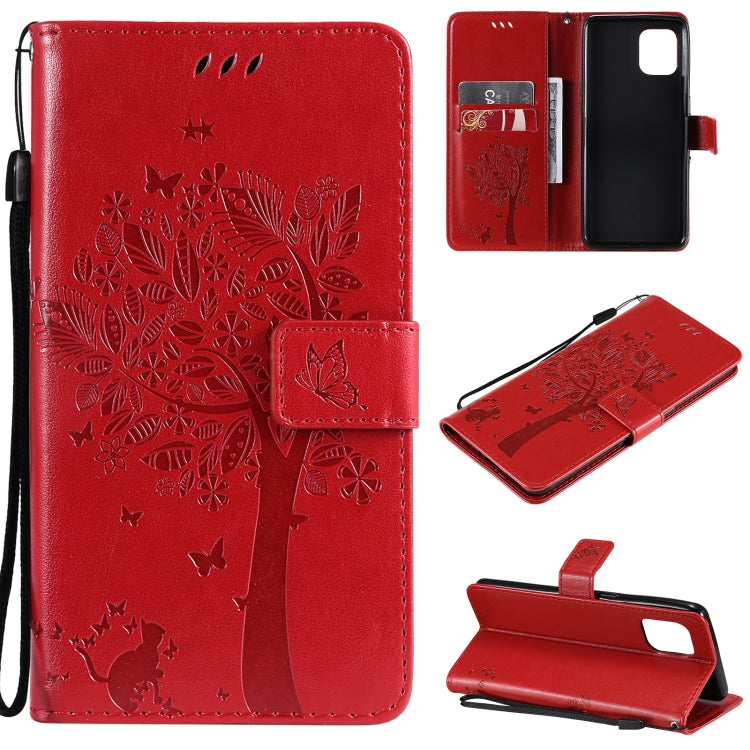 Tree & Cat Pattern Pressed Printing Horizontal Flip PU Leather Case with Holder & Card Slots & Wallet & Lanyard, For LG Stylo 7 5G / 4G, For OPPO F19 / A74 4G, For OPPO A93 5G / A74 5G, For OPPO A94 4G / F19 Pro / Reno 5F                               ...