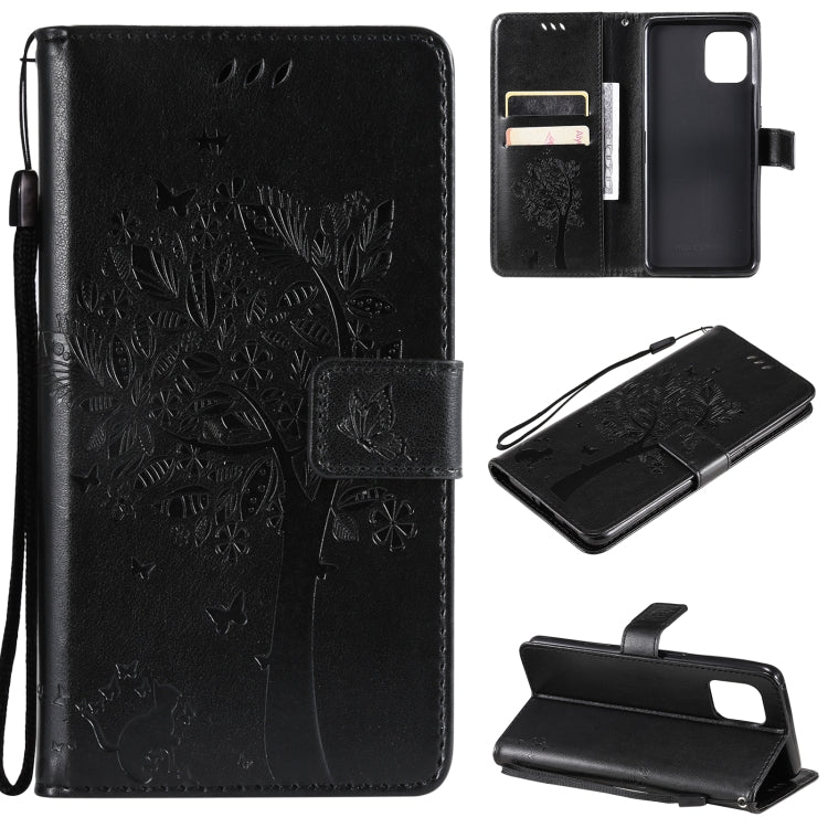Tree & Cat Pattern Pressed Printing Horizontal Flip PU Leather Case with Holder & Card Slots & Wallet & Lanyard, For LG Stylo 7 5G / 4G, For OPPO F19 / A74 4G, For OPPO A93 5G / A74 5G, For OPPO A94 4G / F19 Pro / Reno 5F                               ...